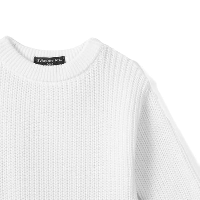 Ruffle Chunky Knit Baby Romper in White