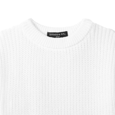 Ruffle Chunky Knit Baby Romper in White