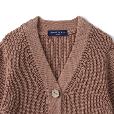 Classic Cardigan with Pockets in Mocha