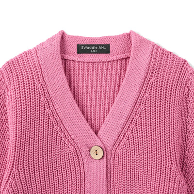 Classic Cardigan with Pockets in Rose Pink