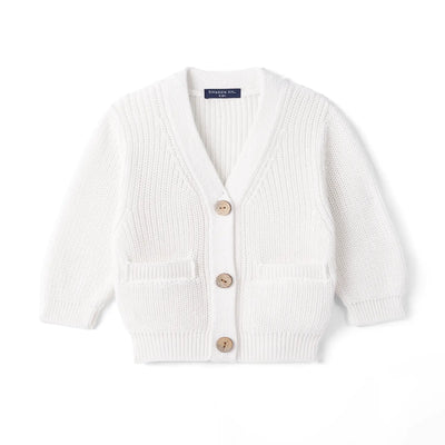 Classic Cardigan with Pockets in White