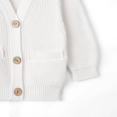 Classic Cardigan with Pockets in White