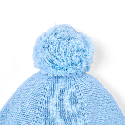 Knit Baby Pom Beanie in Baby Blue