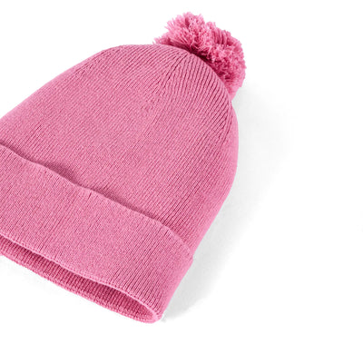 Knit Baby Pom Beanie in Rose Pink