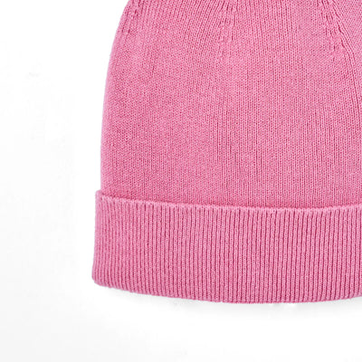 Knit Baby Pom Beanie in Rose Pink