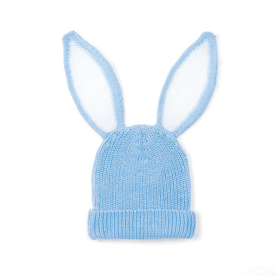 Bunny Ear Knit Beanie in Baby Blue