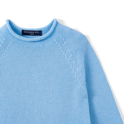 Knit Rollneck Baby Sweater in Baby Blue