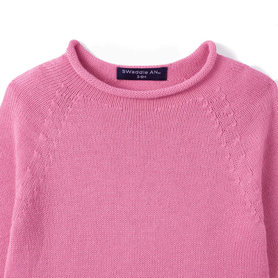 Knit Rollneck Baby Sweater in Rose Pink