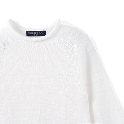 Knit Rollneck Baby Sweater in White
