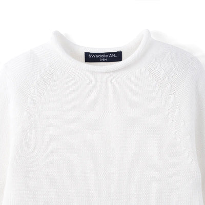 Knit Rollneck Baby Sweater in White