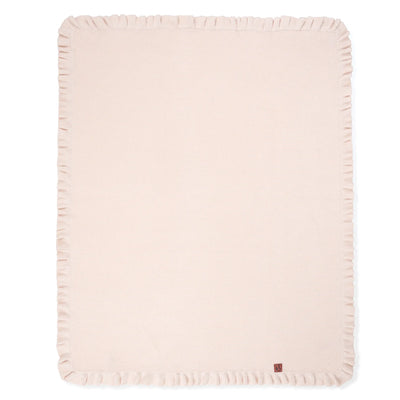 Ruffled Edge Knit Baby Blanket in Beige