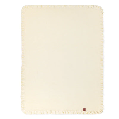 Ruffled Edge Knit Baby Blanket in Cream