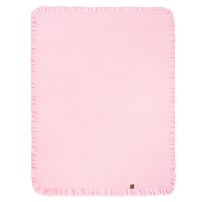 Ruffled Edge Knit Baby Blanket in Pink