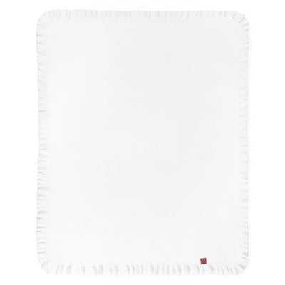 Ruffled Edge Knit Baby Blanket in White