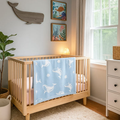 Whale Jacquard Knit Baby Blanket