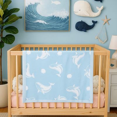 Whale Jacquard Knit Baby Blanket
