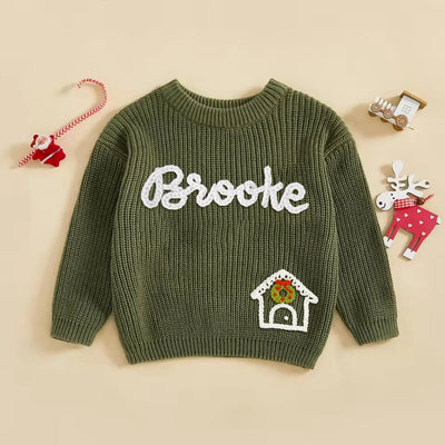 Sweet Home Christmas Hand-Embroidered Sweater