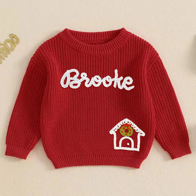 Sweet Home Christmas Hand-Embroidered Sweater