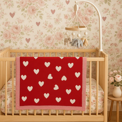 Valentine Heart Jacquard Baby Blanket