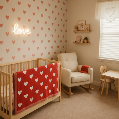 Valentine Heart Jacquard Baby Blanket