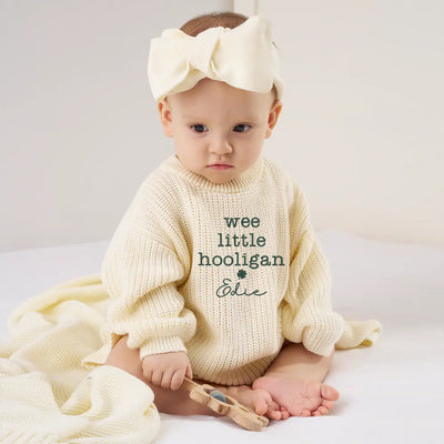 Wee Little Hooligan Embroidery Knit Romper
