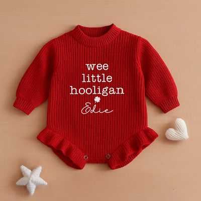 Wee Little Hooligan Embroidery Knit Romper