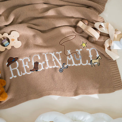 Western Cowboy Country Custom Name Baby Blanket
