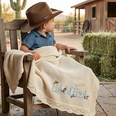 Western Cowboy Country Custom Name Baby Blanket