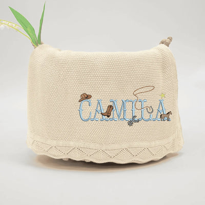 Western Cowboy Country Custom Name Baby Blanket - SwaddleAn