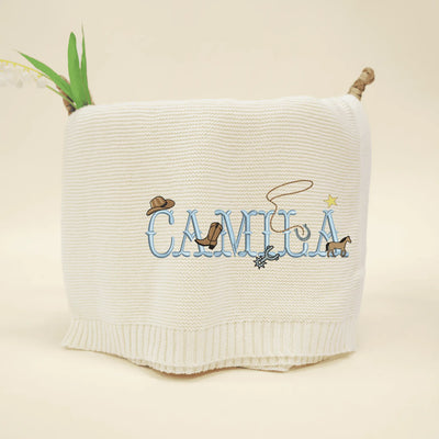Western Cowboy Country Custom Name Baby Blanket - SwaddleAn