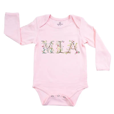Wild Flowers Letters With Name Baby Onesie