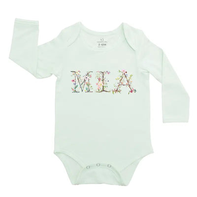 Wild Flowers Letters With Name Baby Onesie