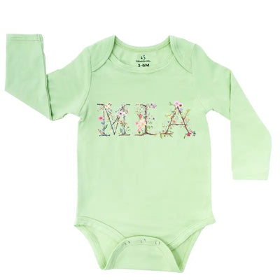 Wild Flowers Letters With Name Baby Onesie
