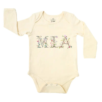 Wild Flowers Letters With Name Baby Onesie