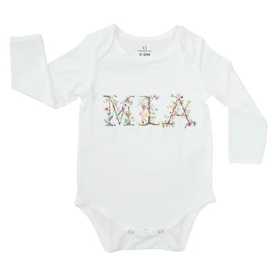 Wild Flowers Letters With Name Baby Onesie