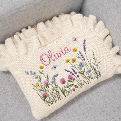Wildflower Embroidered Baby Name Blanket