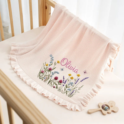 Wildflower Embroidered Baby Name Blanket