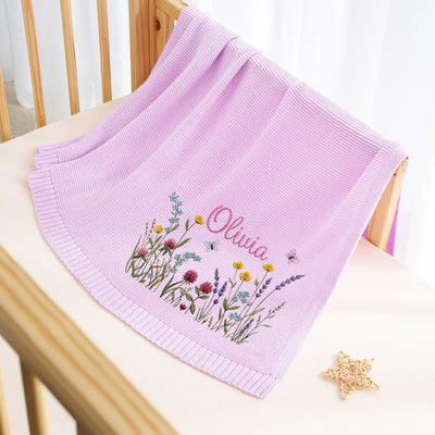 Wildflower Embroidered Baby Name Blanket