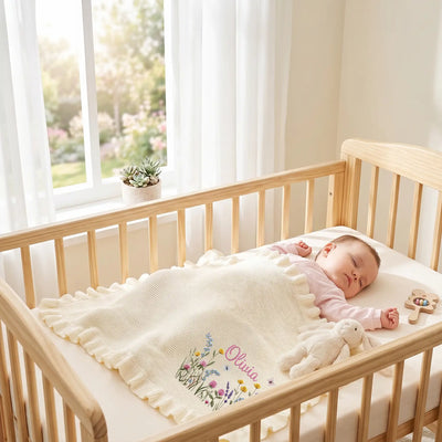 Wildflower Embroidered Baby Name Blanket
