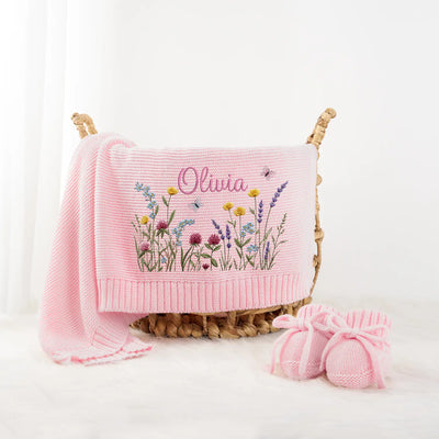 Wildflower Embroidered Baby Name Blanket