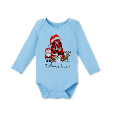 Custom Christmas Initial Bamboo Baby Bodysuit