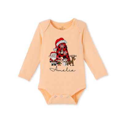 Custom Christmas Initial Bamboo Baby Bodysuit