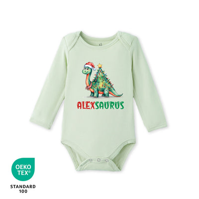 Custom Dinosaurus Name Bamboo Baby Bodysuit