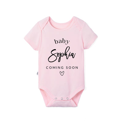 Custom Baby Name Coming Soon Bamboo Baby Bodysuit