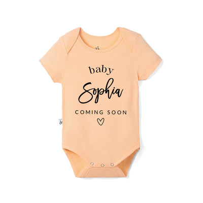 Custom Baby Name Coming Soon Bamboo Baby Bodysuit