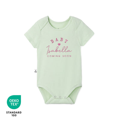 Custom Embroidered Name Coming Soon Bamboo Bodysuit