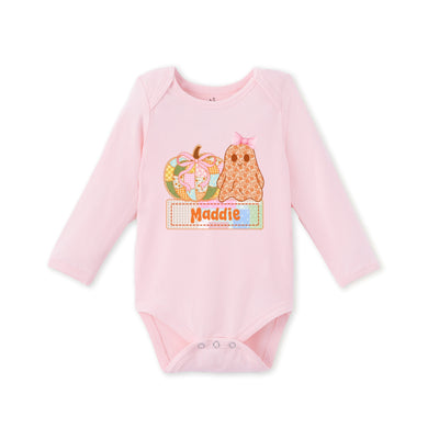 Custom Pumpkin & Ghost Name Bamboo Baby Bodysuit