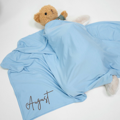 Embroidered Swaddle Blanket | Personalized Name Swaddle Receiving Blanket