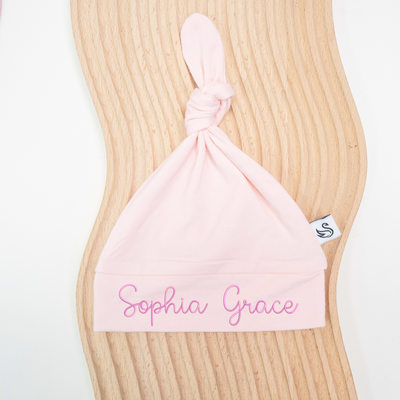 Baby Knotted Cap - Personalized Embroidery Name