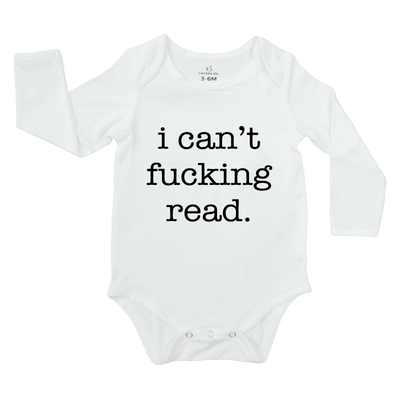 I can't fucking read Onesie, Funny Baby Bodysuit SwaddleAn